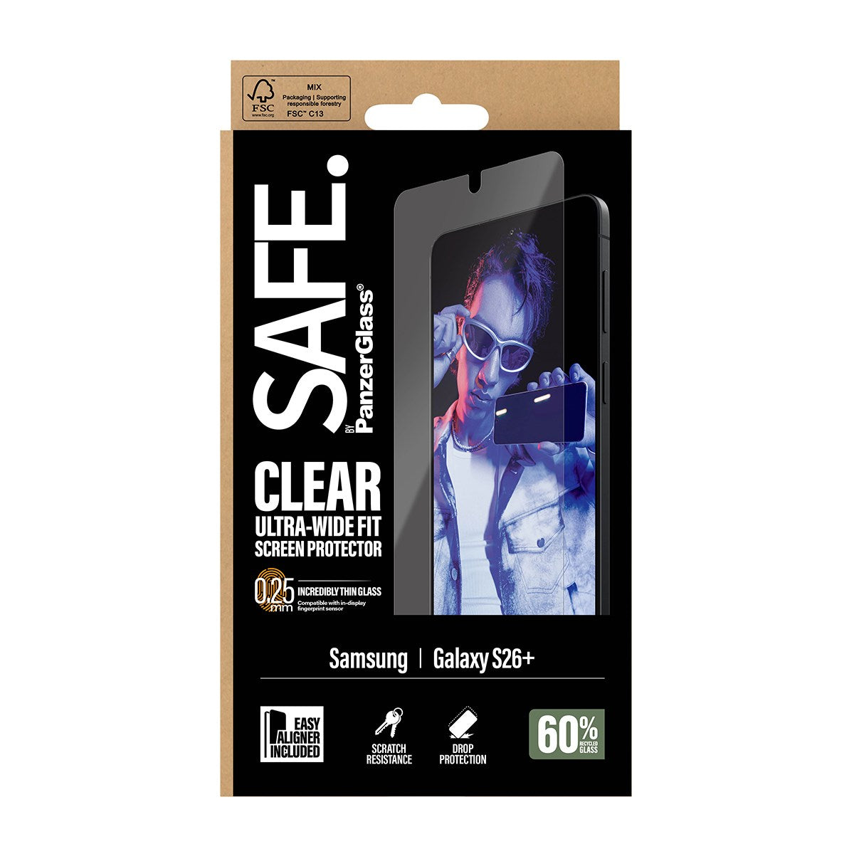 SAFE. by PanzerGlass® Skærmbeskyttelse Samsung Galaxy S26+ | Ultra-Wide Fit m. EasyAligner